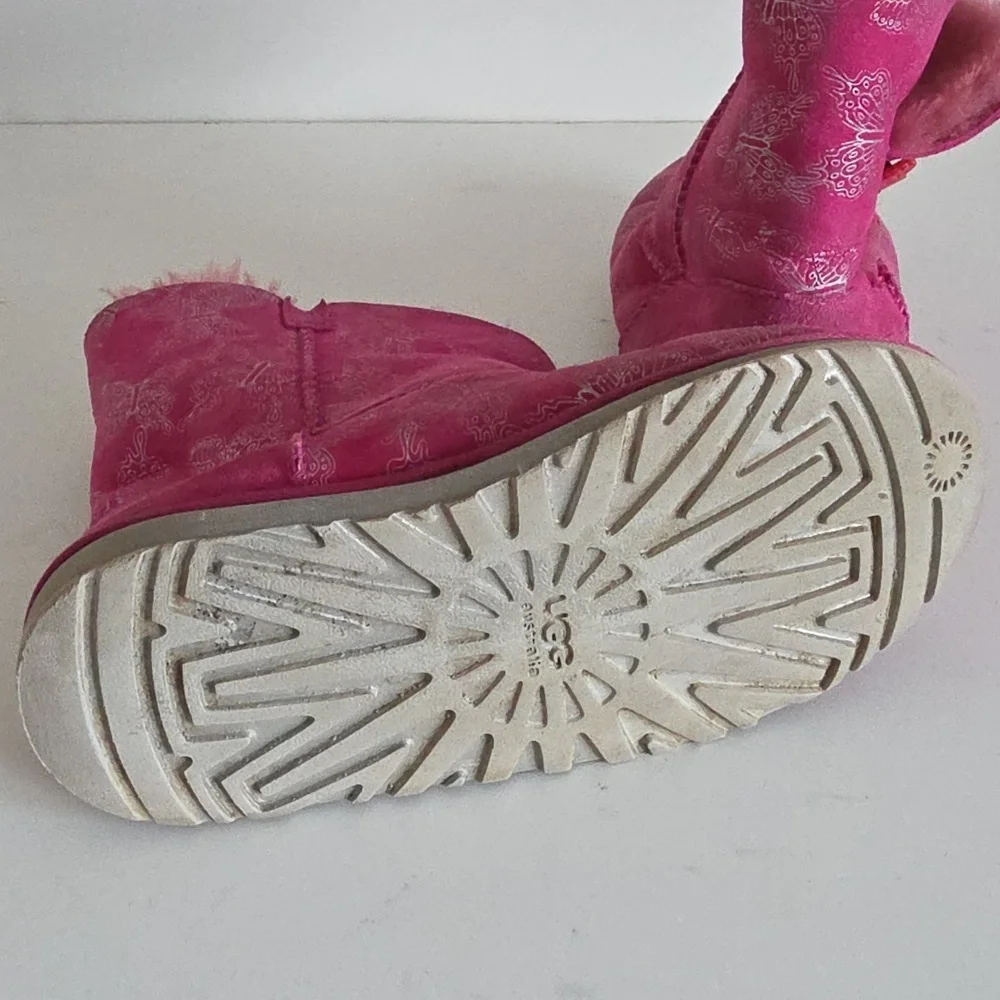 UGG Australia | Youth Kids Pink Size 4 Bailey Button Butterfly Boots